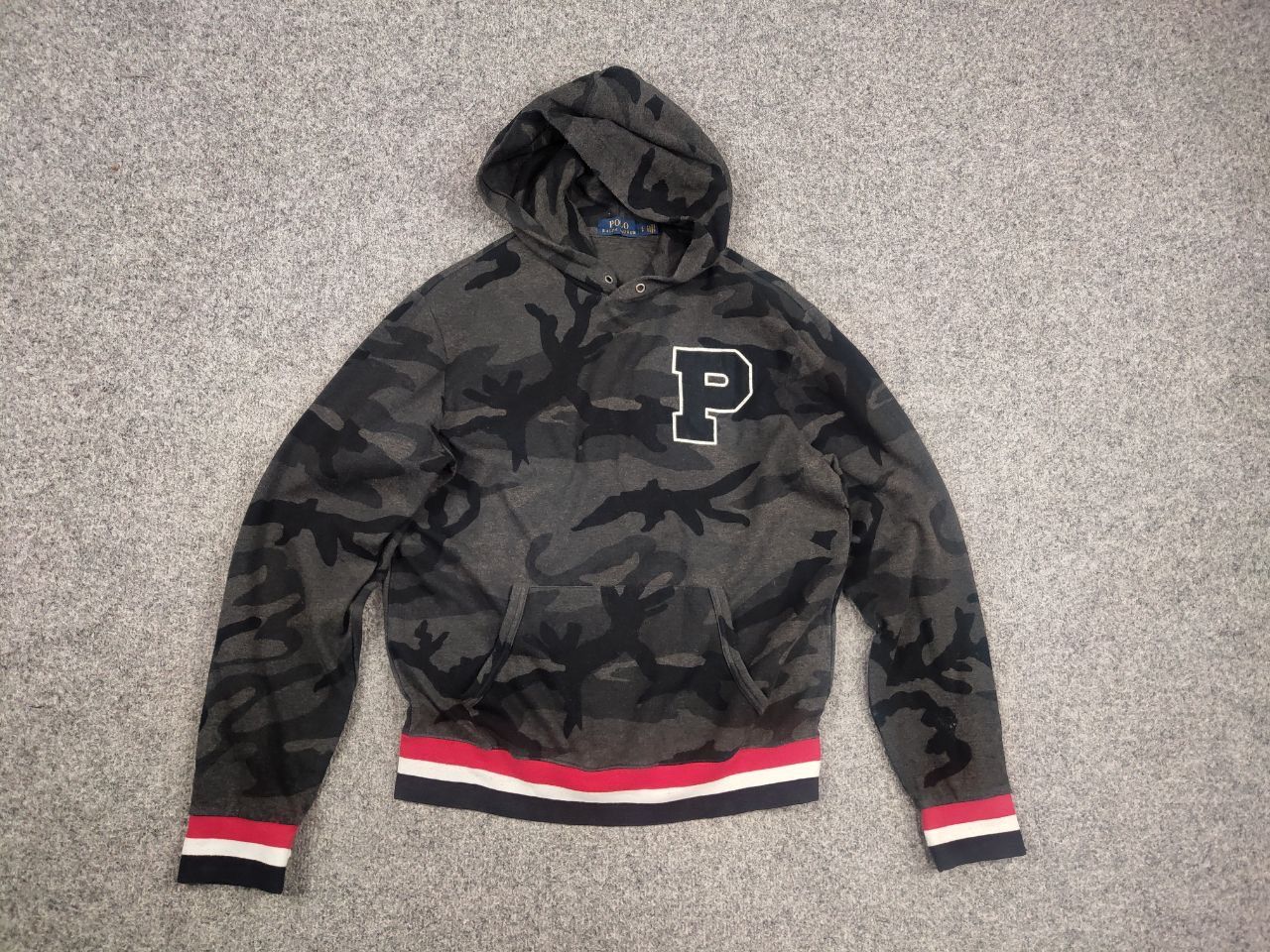 Polo Ralph Lauren Polo Ralph Lauren camo Gray Letterman hoodie Vintage Style Size US S / EU 44-46 / 1 - 8 Thumbnail