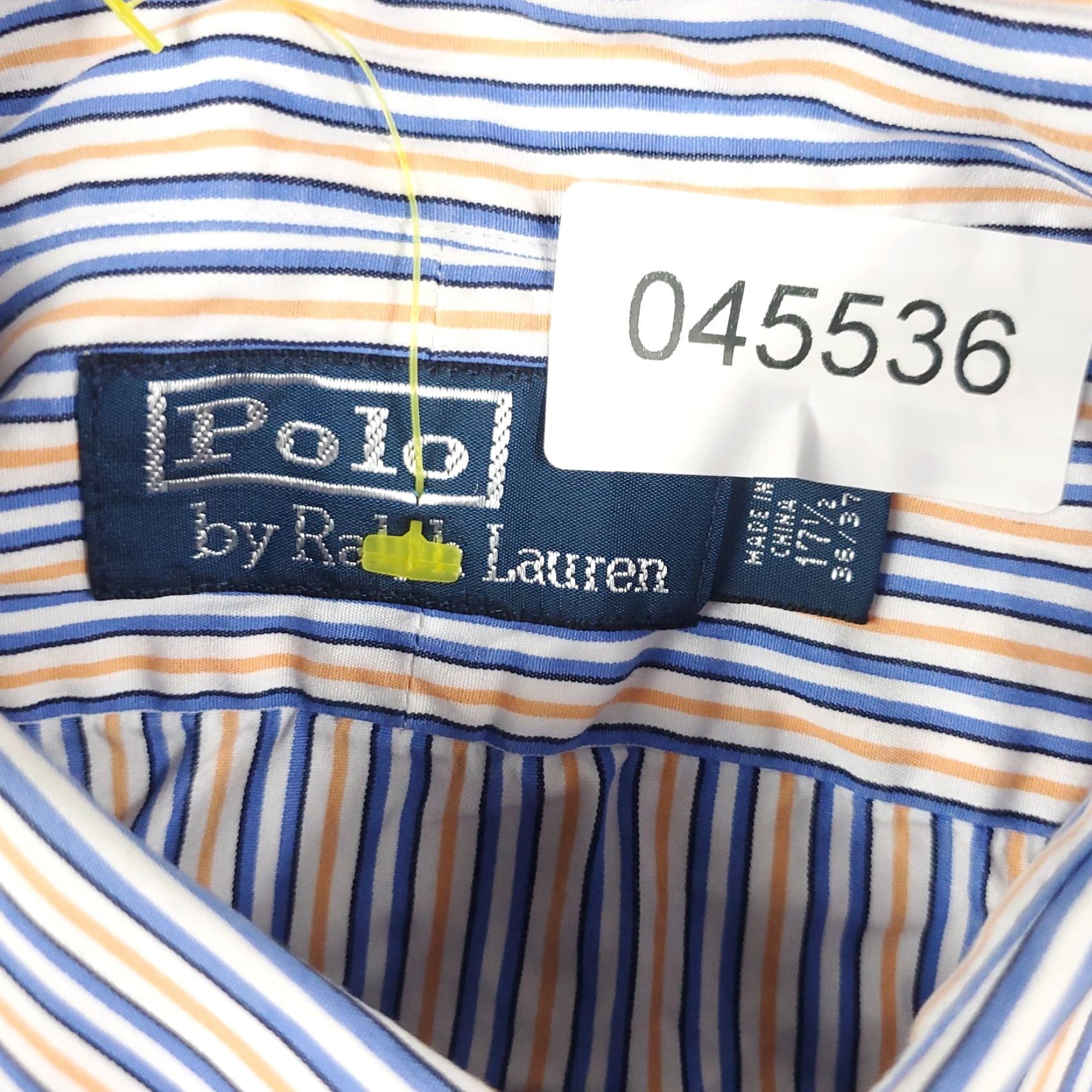 Ralph Lauren Ralph Lauren Dress Shirt Mens 17.5 Blue Orange Stripe Pony Button Up Long Sleeve Classic Fit 100% Cotton Size 46R - 6 Thumbnail