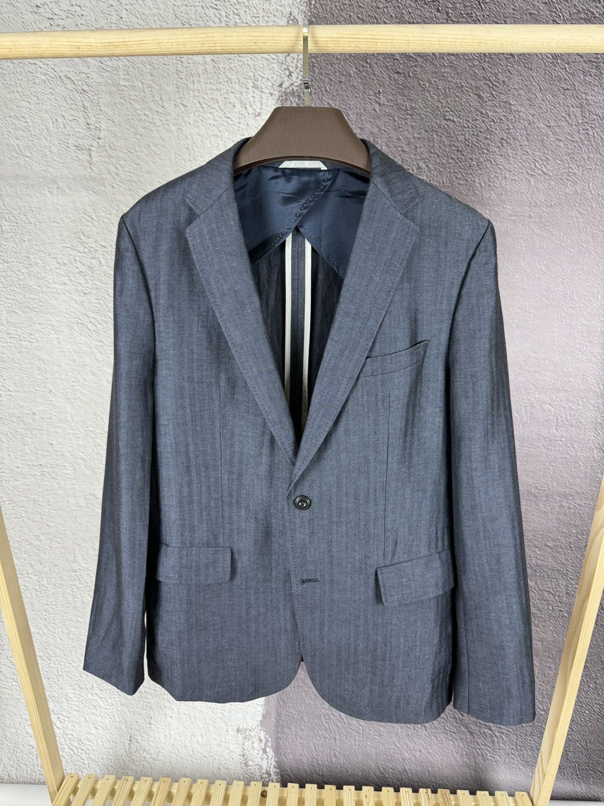 Colombo × Hugo Boss Hugo Boss x Colombo wool linen herringbone unlined blazer Size 42R - 1 Thumbnail