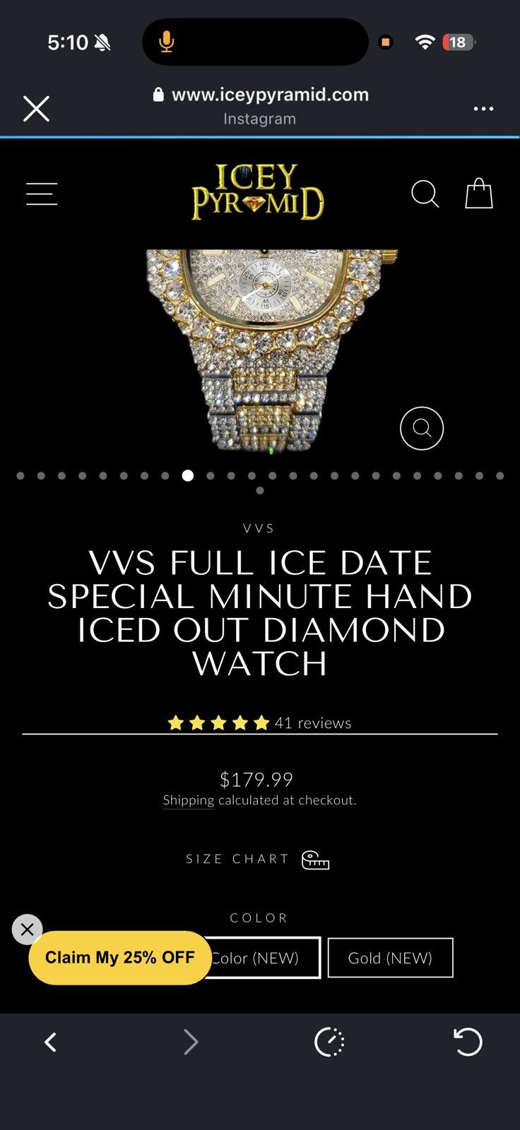 Other Purple Gradient Iced Out Bust Down Moissanite Watch VVS Size 44 - 6 Thumbnail
