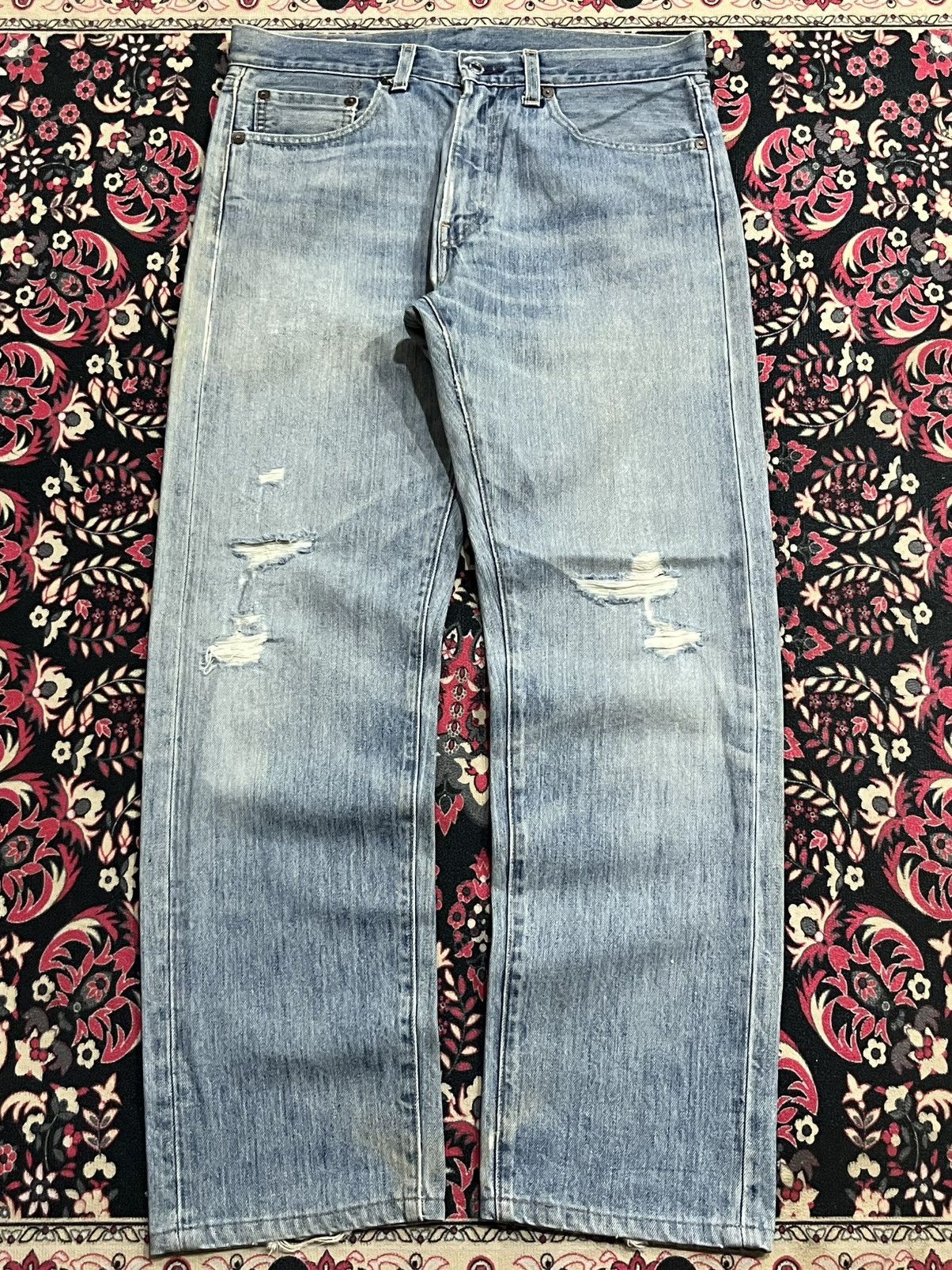 Levi's Levi’s 505 Big E Non Selvedge Made in Usa Distress Blue Jean Size US 32 / EU 48 - 1 Thumbnail