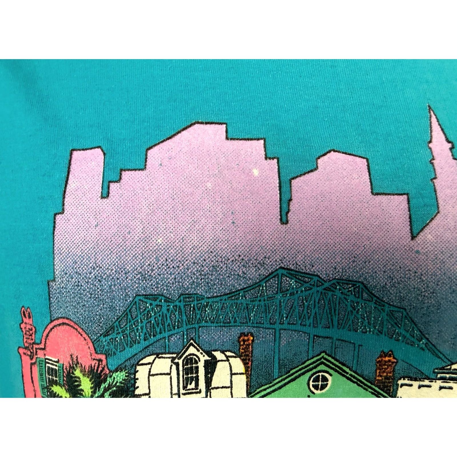 Vintage VINTAGE 80s Charleston South Carolina Shirt Large Blue Rainbow Row Historic Houses Men Size US L / EU 52-54 / 3 - 4 Thumbnail