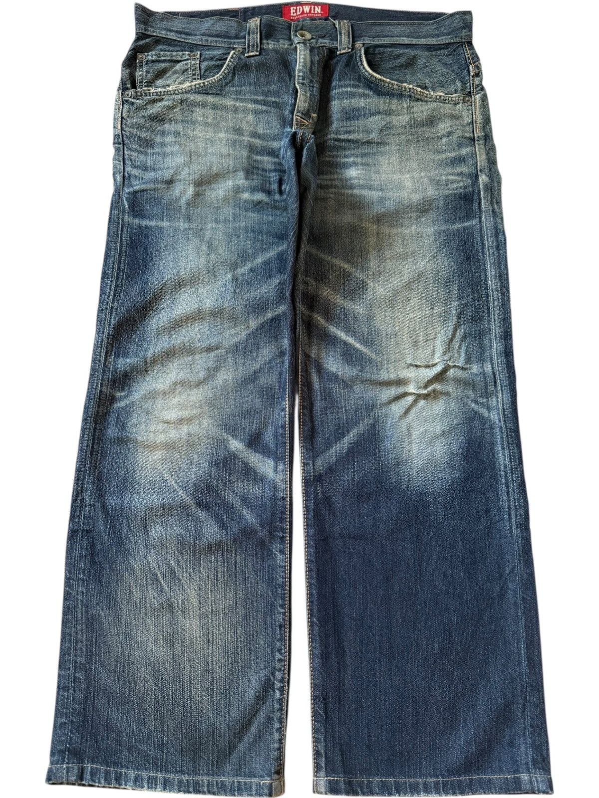 Edwin Exclusive Vintage Edwin XV Mud Wash Distress Baggy Jeans Size US 39 - 1 Thumbnail