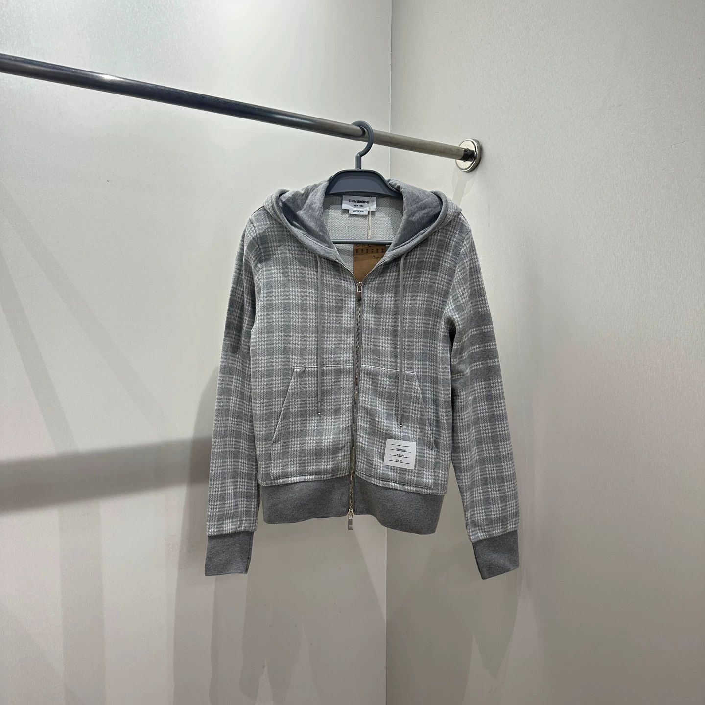 Thom Browne Gray Check Zip-Up Hoodie Size US XS / EU 42 / 0 - 1 Thumbnail
