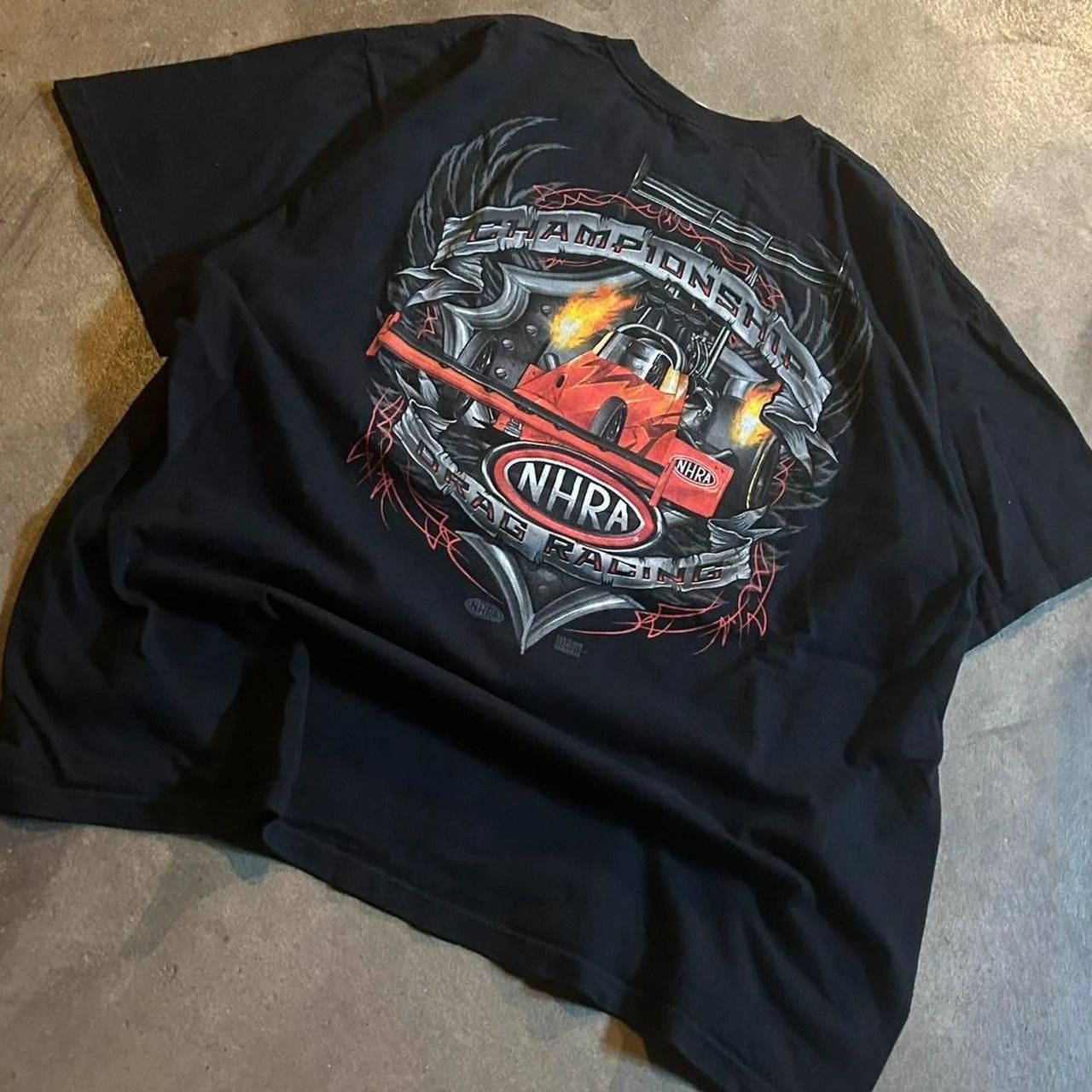 Fruit Of The Loom Y2K Black NHRA drag racing t-shirt Size US XXL / EU 58 / 5 - 1 Thumbnail