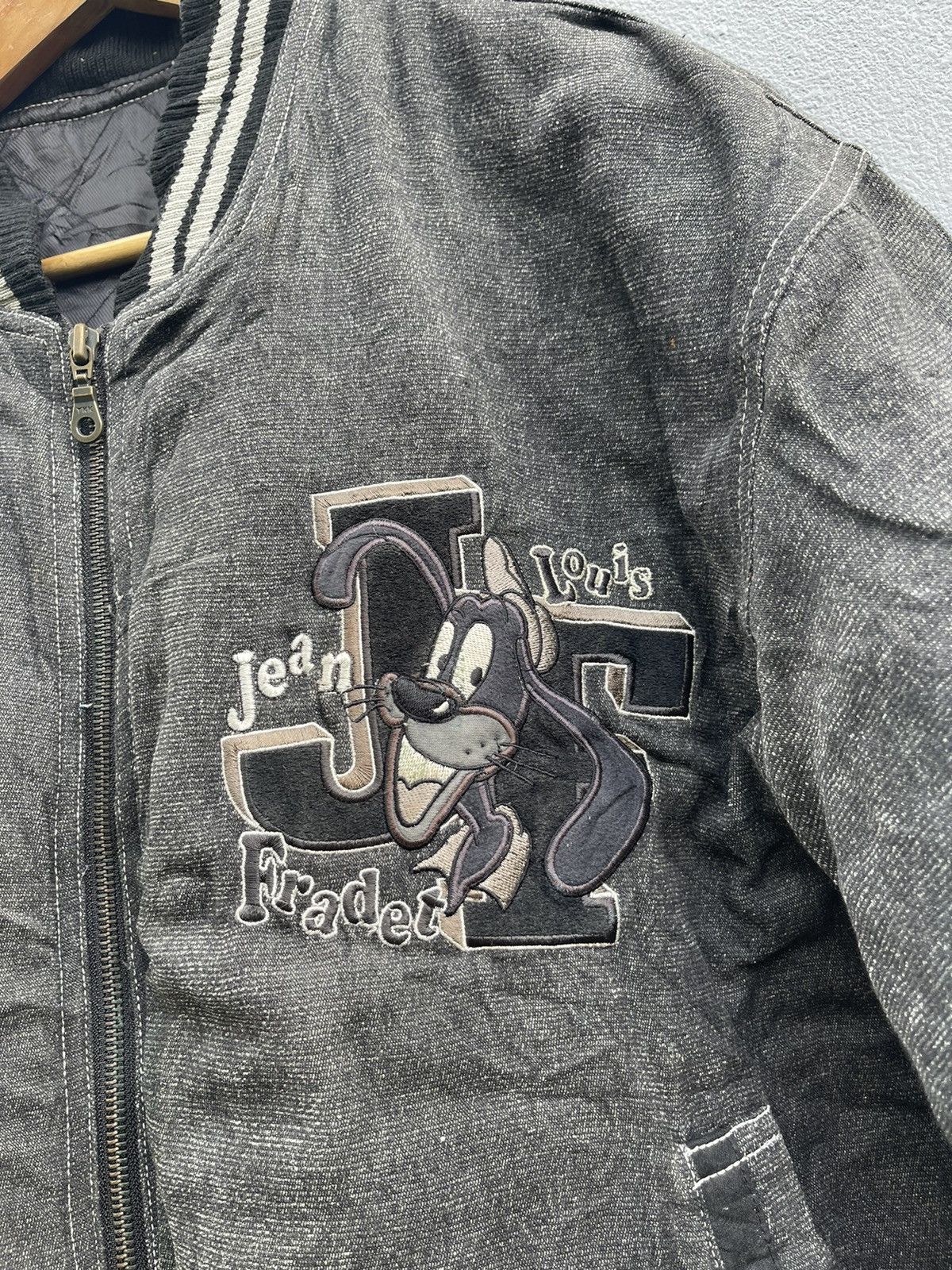 Japanese Brand × Vintage Jean Louis Fradet Vintage Denim Varsity Jacket - Size L Size US L / EU 52-54 / 3 - 5 Thumbnail