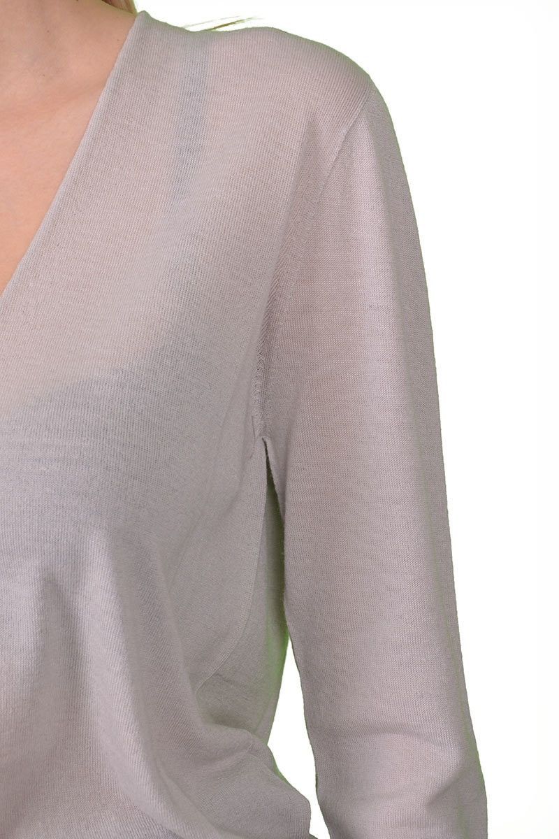 Rick Owens Last Size Rick Owens Grey Merino Wool V-Neck Sweater Size S / US 4 / IT 40 - 6 Thumbnail