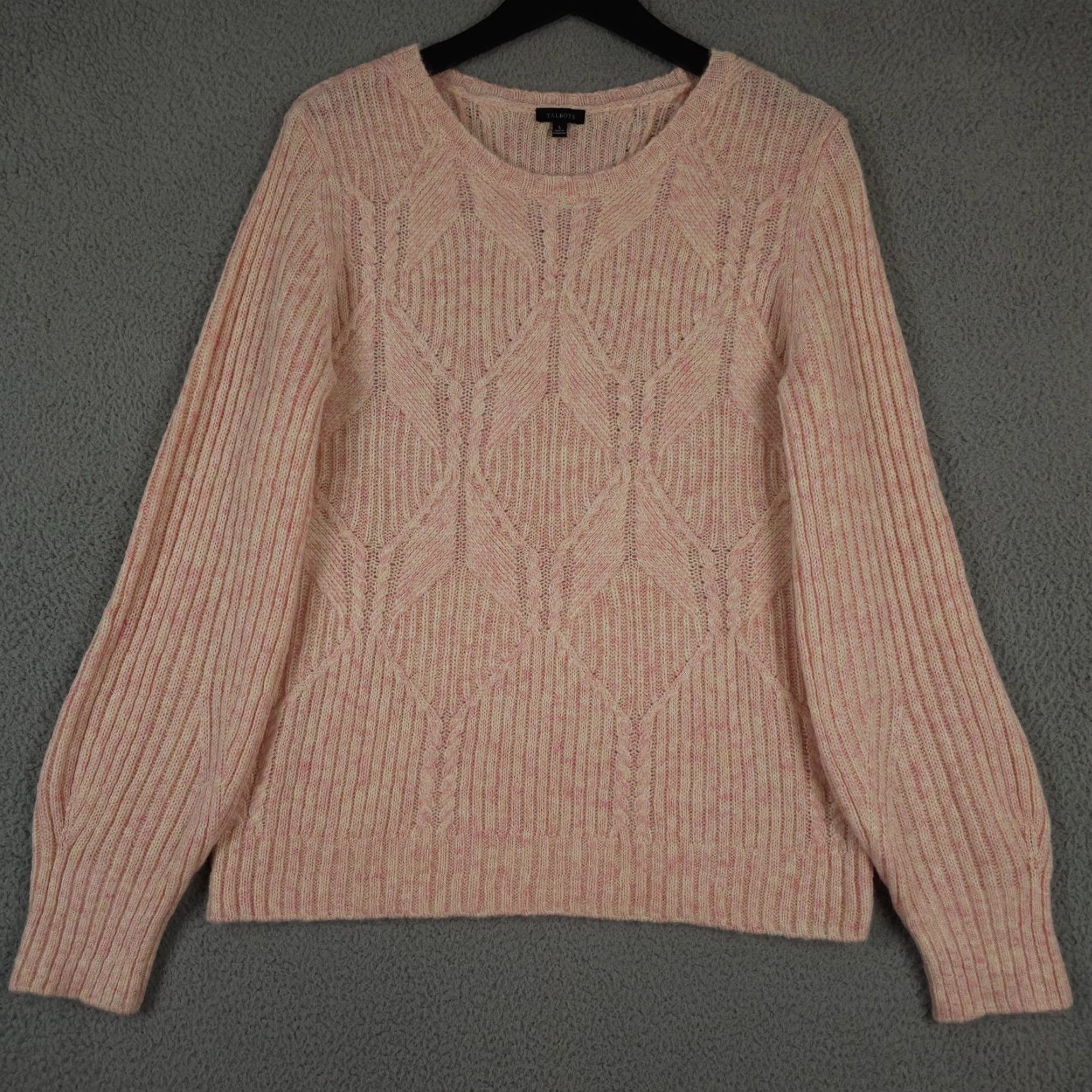 Talbots Talbots Sweater Adult L Pink Cable Knit Wool Blend Soft Knit Pullover Balloon Sleeve Size L / US 10 / IT 46 - 2 Thumbnail