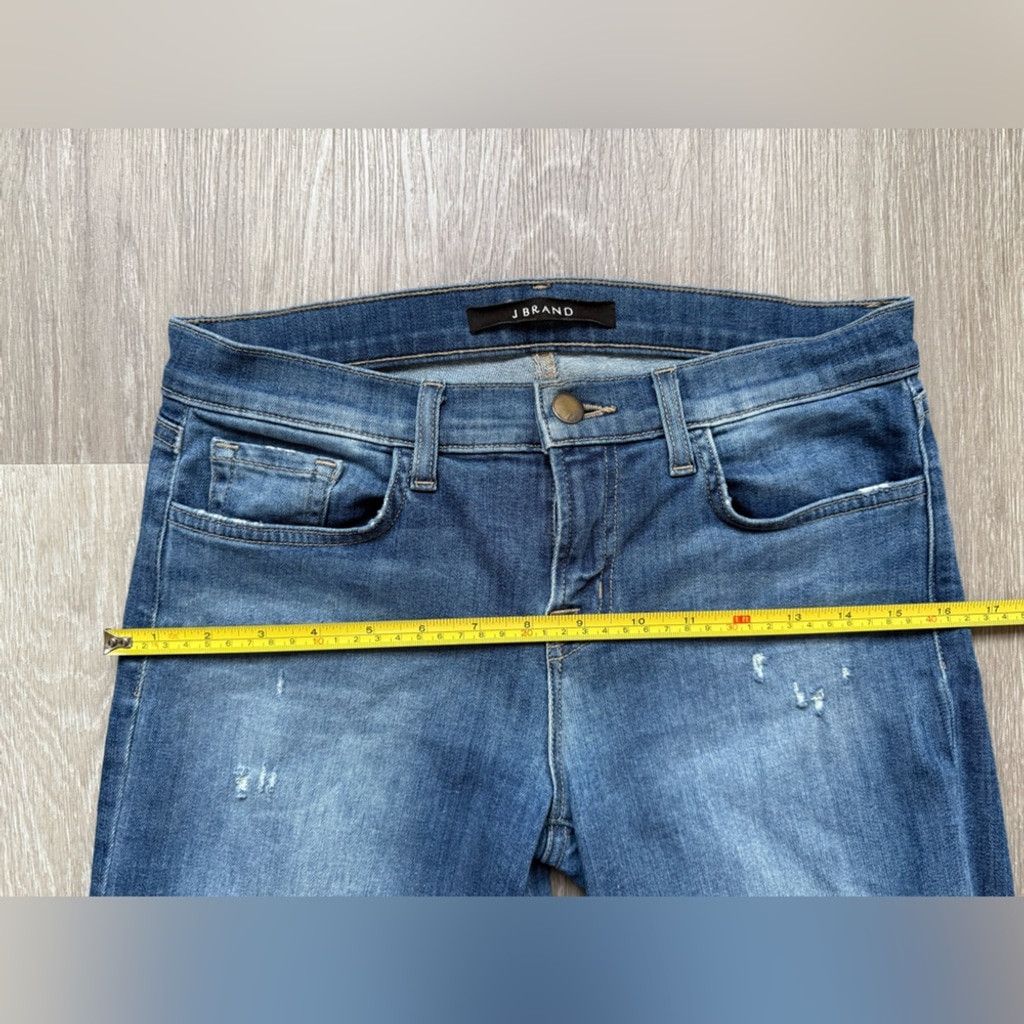 J Brand J Brand Blue Straight Leg Jeans with Distressed Fading Size 26" / US 2 / IT 38 - 8 Thumbnail