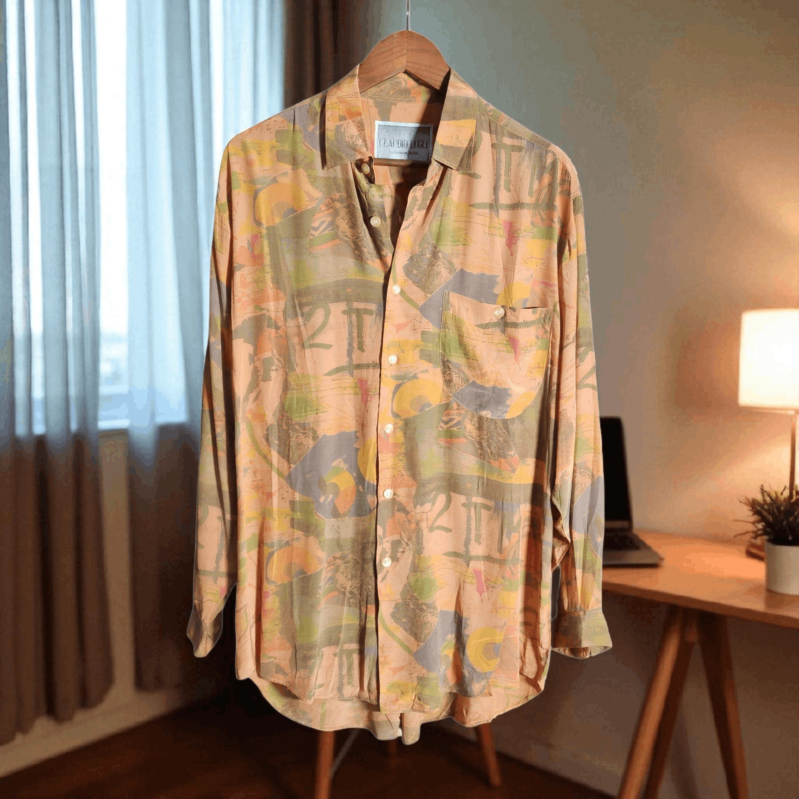 Vintage Vintage 80s Shirt KBC Viscose Claudio Lugli Size US XL / EU 56 / 4 - 1 Thumbnail