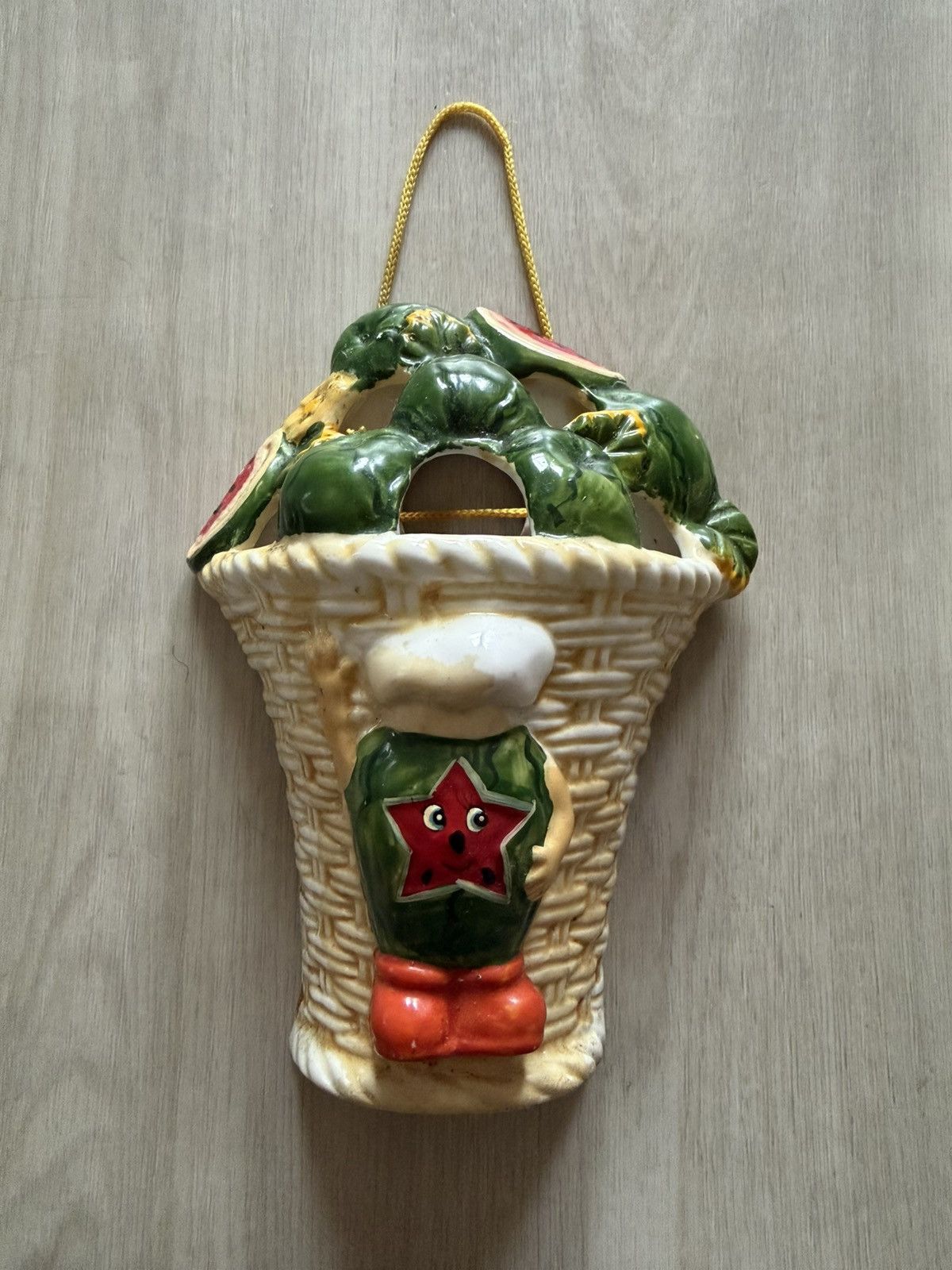 Vintage Vtg Anthropomorphic Watermelon Fruit Wall Pocket Kitschy Size ONE SIZE - 1 Thumbnail
