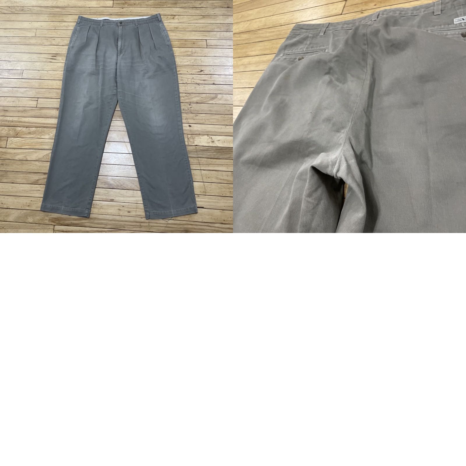 Polo Ralph Lauren VINTAGE Polo Ralph Lauren Chino Pants Men 42x32 Pleated Regular Fit Gray Light Green USA 90s Preppy Americana Classic Vintage Core Men Size US XL / EU 56 / 4 - 11 Thumbnail