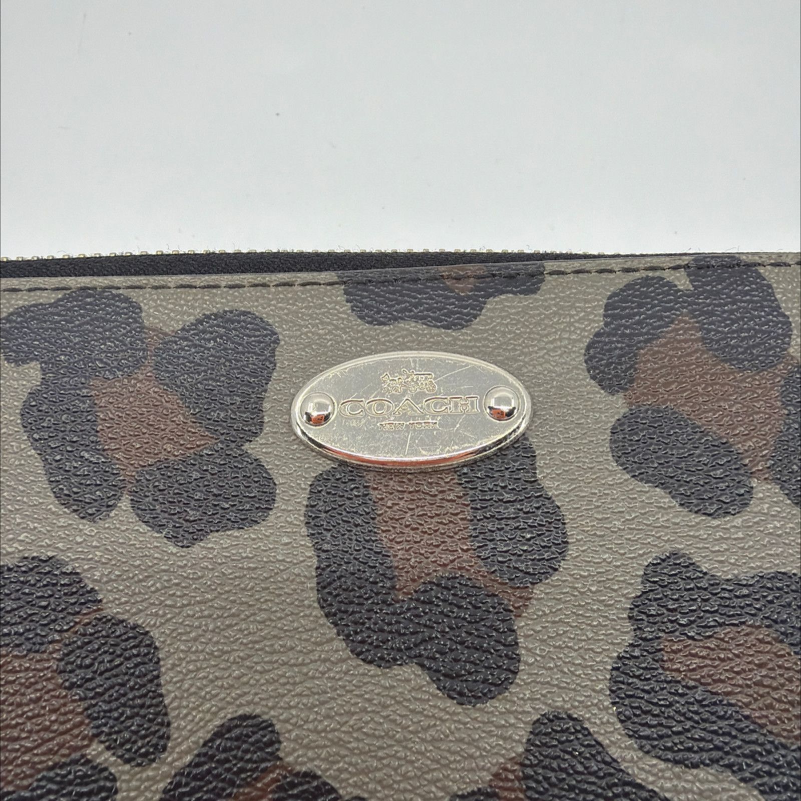 Coach Coach Zip Around Grey Leopard Print Coated Canvas Wallet Size ONE SIZE - 2 Thumbnail