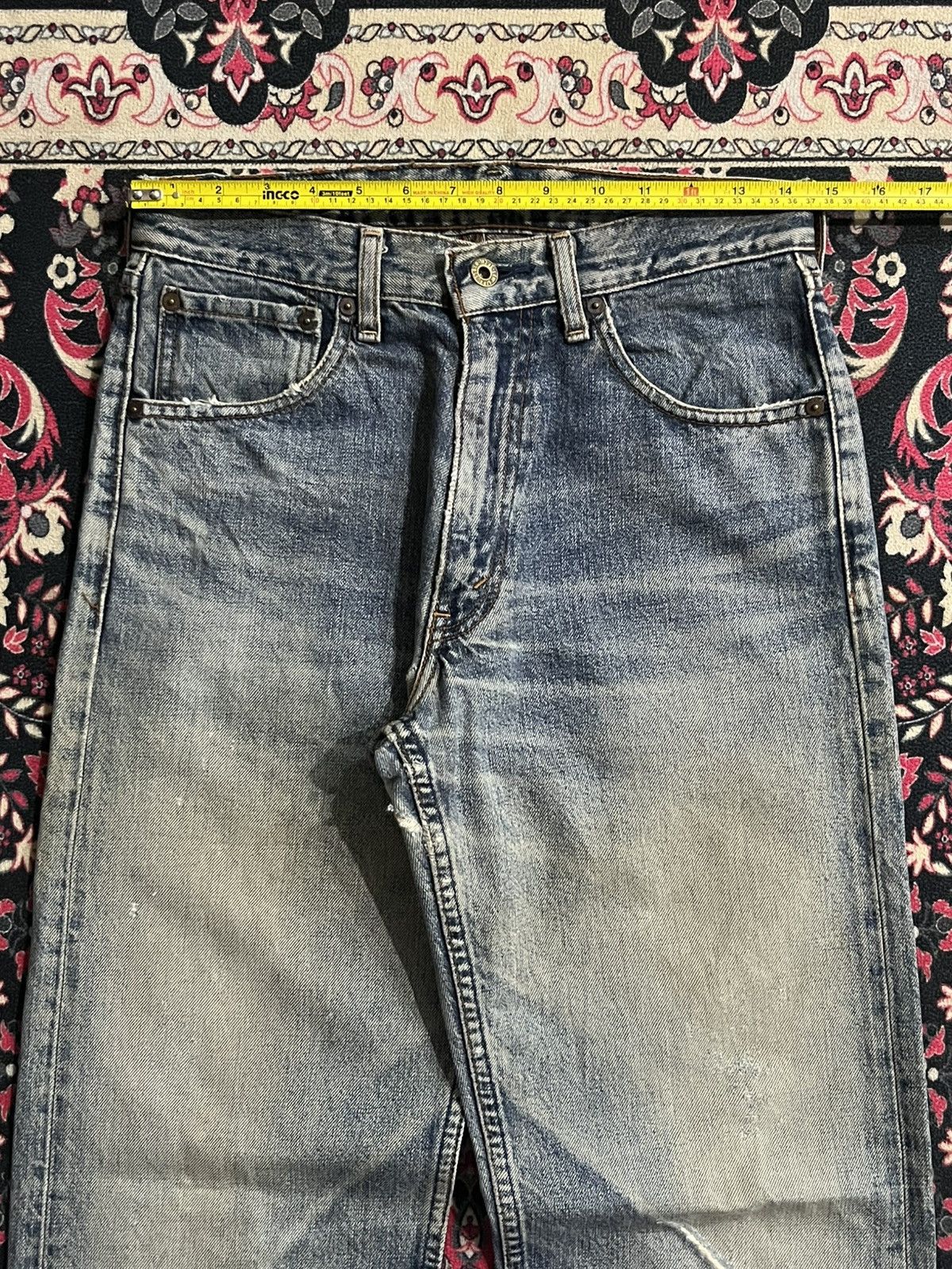 Levi's Vintage Levi’s 503 Blue Washed Distressed Straight Jeans Size US 30 / EU 46 - 13 Thumbnail
