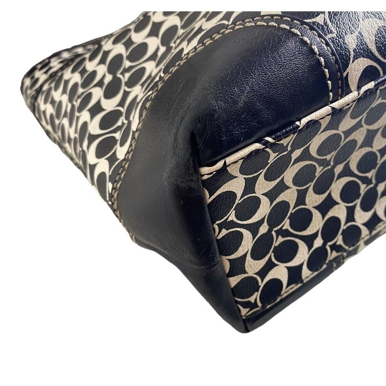 Coach Coach Chelsea Heritage Stripe Signature Tote Black White Size ONE SIZE - 6 Thumbnail