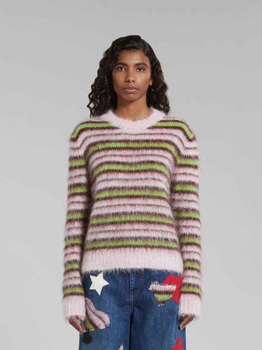 Marni oc11z0525 Stripes Mohair And Wool Sweater in Multicolor Size S / US 4 / IT 40 - 2 Thumbnail