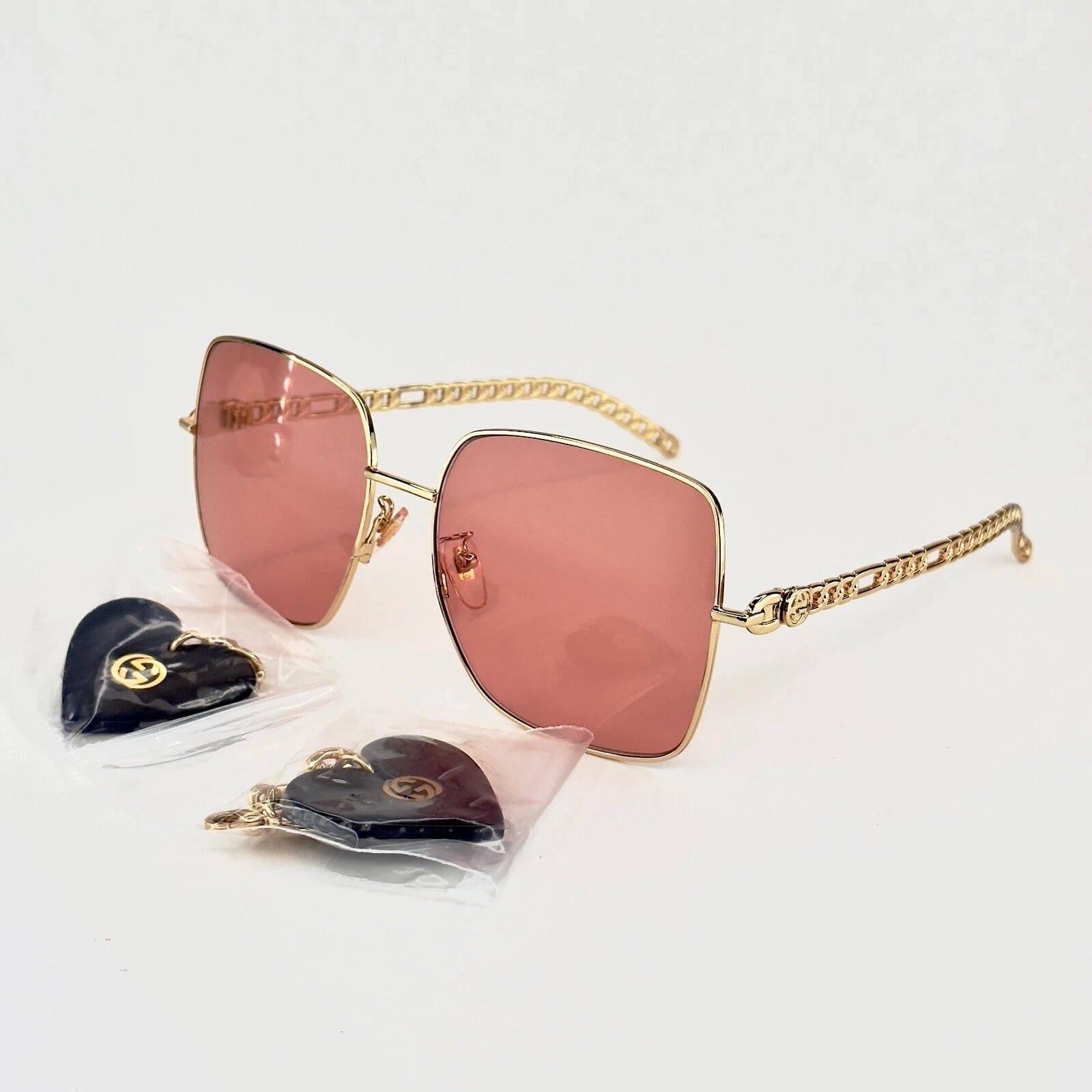 Gucci GUCCI GG0724S CHAIN 0724 Gold Orange Sunglasses 005 Size ONE SIZE - 7 Thumbnail