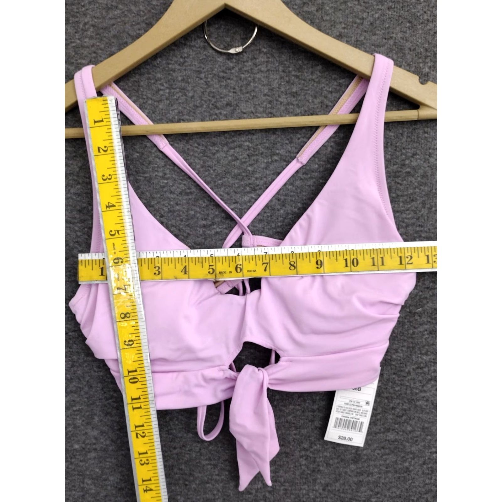 Vintage Shade & Shore Purple Front Tie Keyhole Spaghetti Bikini Top Padded 36B - Women's Swim Top, Purple, Lined, Nylon/Polyester/Spandex Size XS / US 0-2 / IT 36-38 - 4 Thumbnail