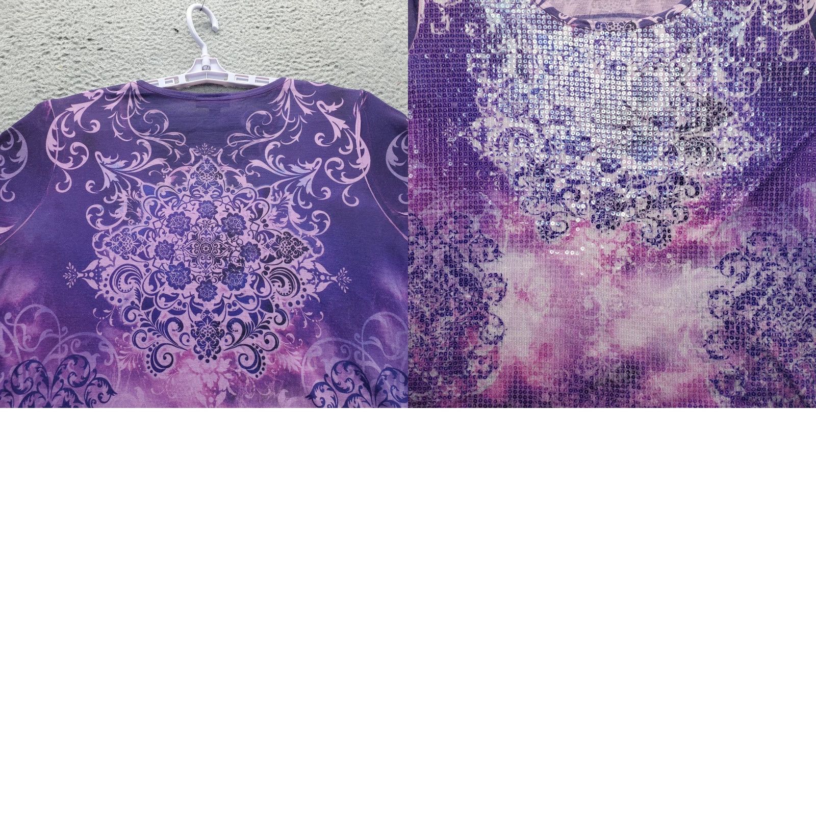 Essentials Essentials Blouse Womens 2X Multi Pattern Sparkly Sequined Crewneck Pullover Size XXL / US 16-18 / IT 52-54 - 8 Thumbnail