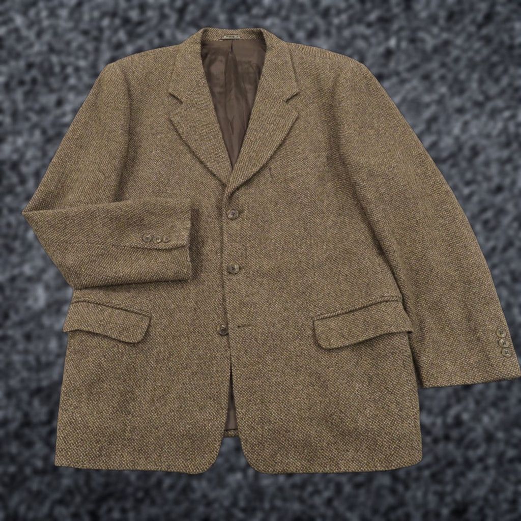 Banana Republic VINTAGE Banana Republic Blazer Jacket 44R Tweed Sport Coat Made in Italy Wool Nylon Men Regular Brown Size 44R - 1 Thumbnail
