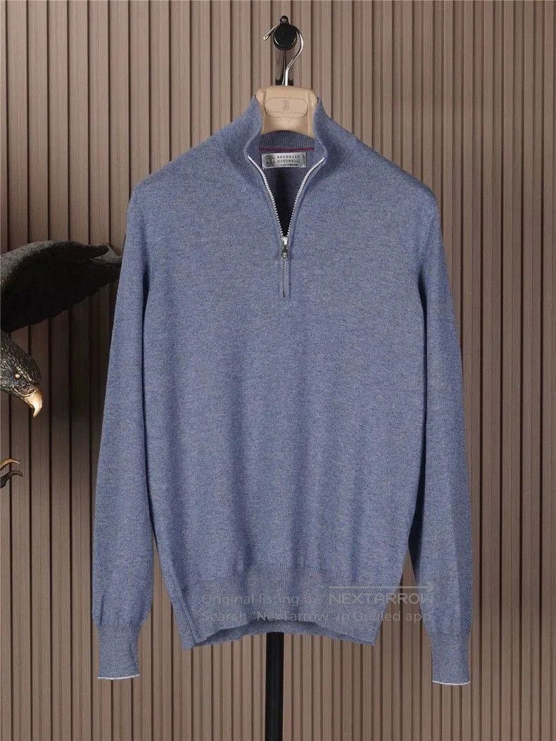 Brunello Cucinelli Brunello Cucinelli Cashmere Zip Neck Sweater. Size US M / EU 48-50 / 2 - 1 Thumbnail