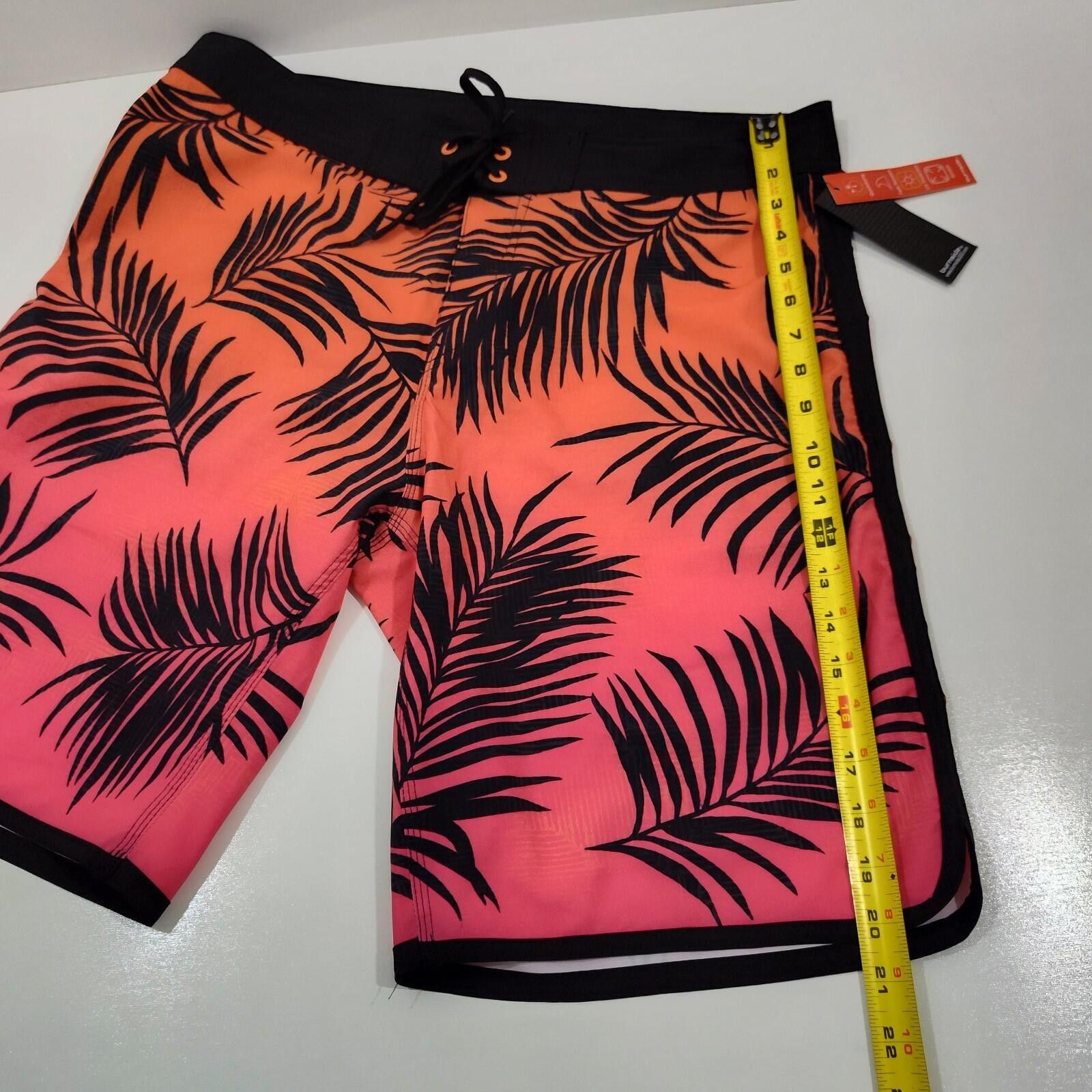 Burnside Burnside Board Shorts Men's 34 Orange Pink Leaf Print Size US 34 / EU 50 - 7 Thumbnail