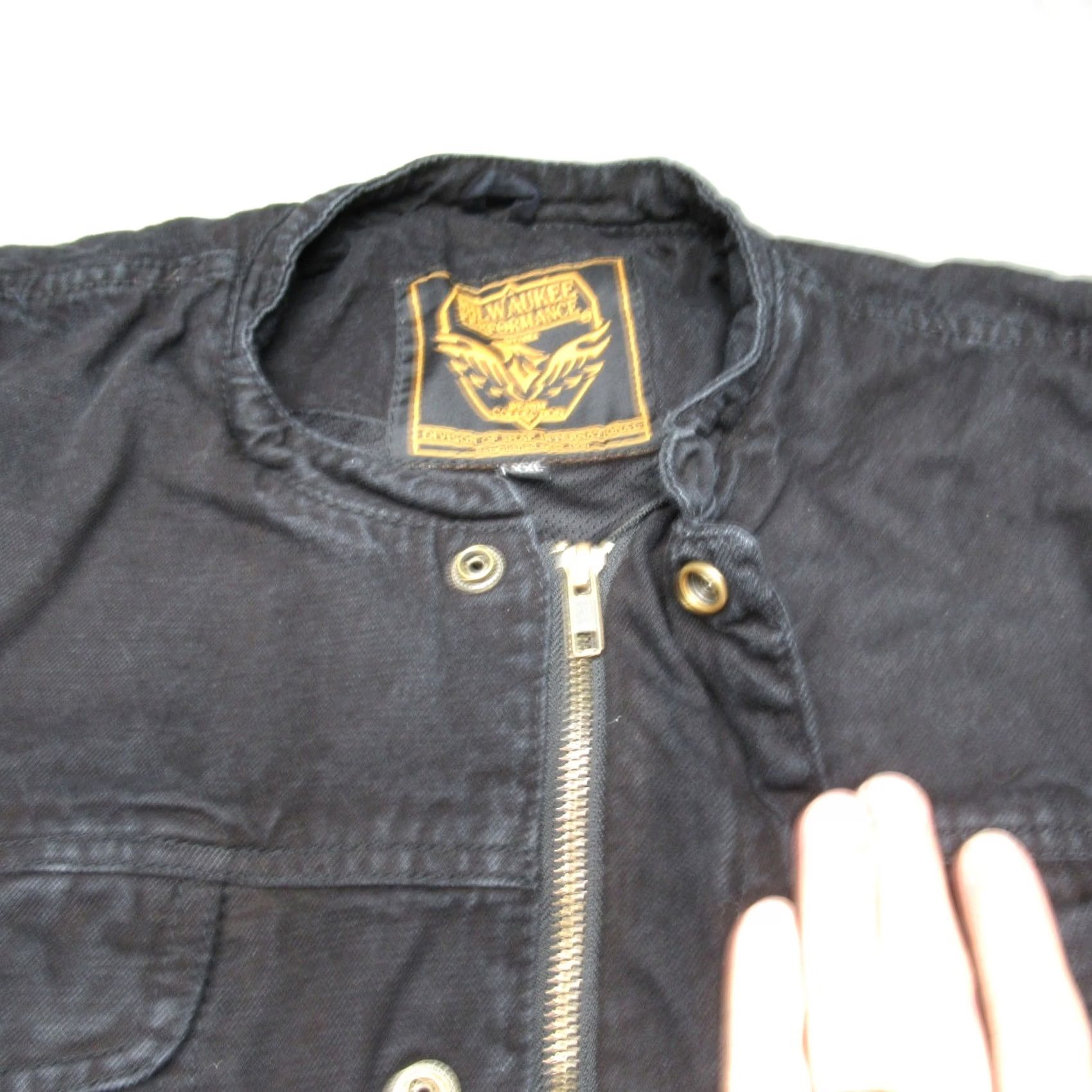 Vintage Milwaukee Performance Black Denim Motorcycle Vest Mens 2XL Biker Denim Vest Front Zip Snap Button Pockets Short Jacket Size US XXL / EU 58 / 5 - 4 Thumbnail
