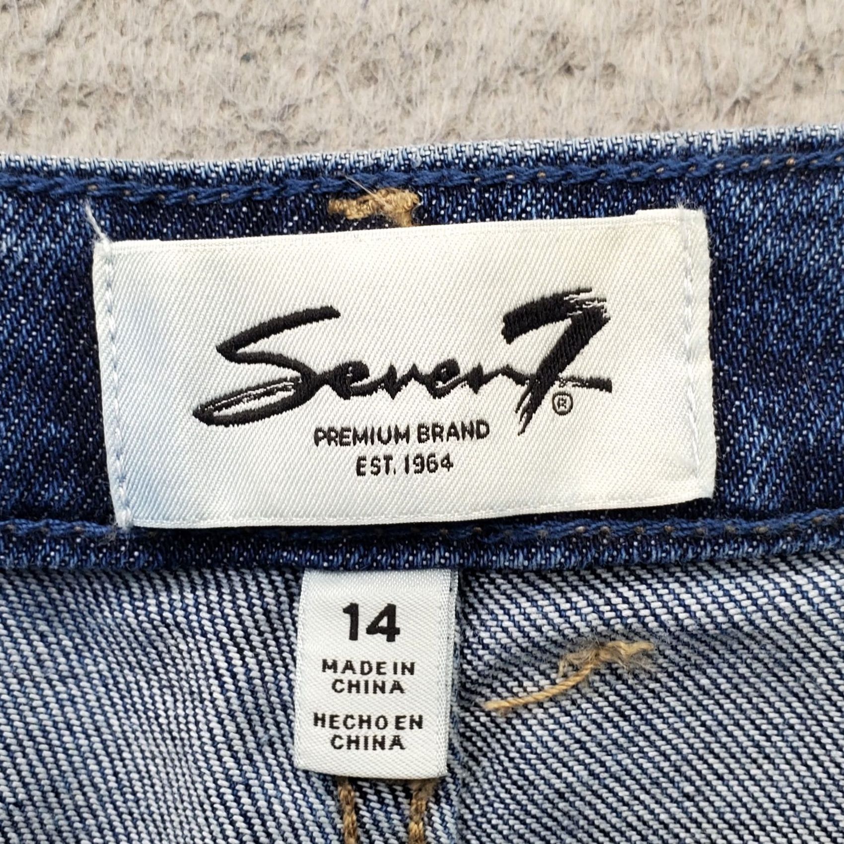 Vintage Seven7 Jeans Womens 14 Blue Denim Stretch Fitted Loose Fit High Rise Straight Leg Jeans Size 36" / US 14 / IT 50 - 7 Thumbnail