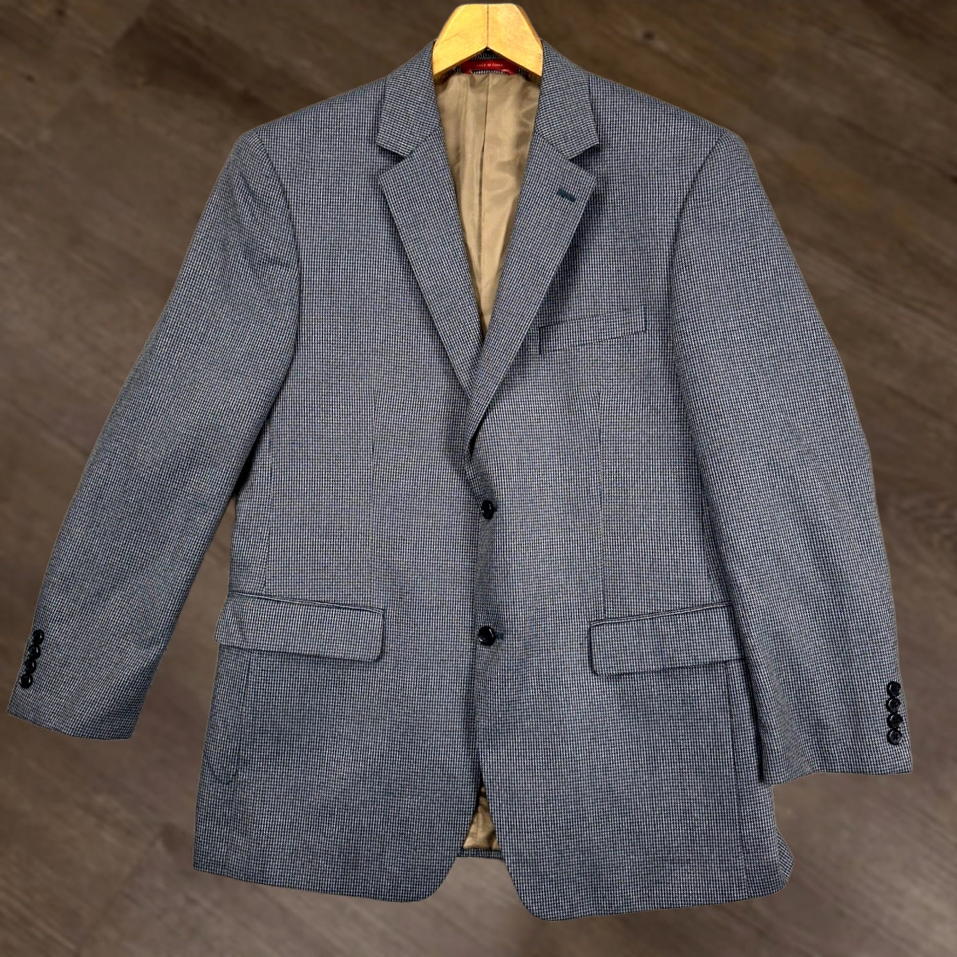 Izod Izod Sport Coat Blazer Mens 41R Gray Houndstooth 2-Button Pocket Business Suit Size 42R - 1 Thumbnail