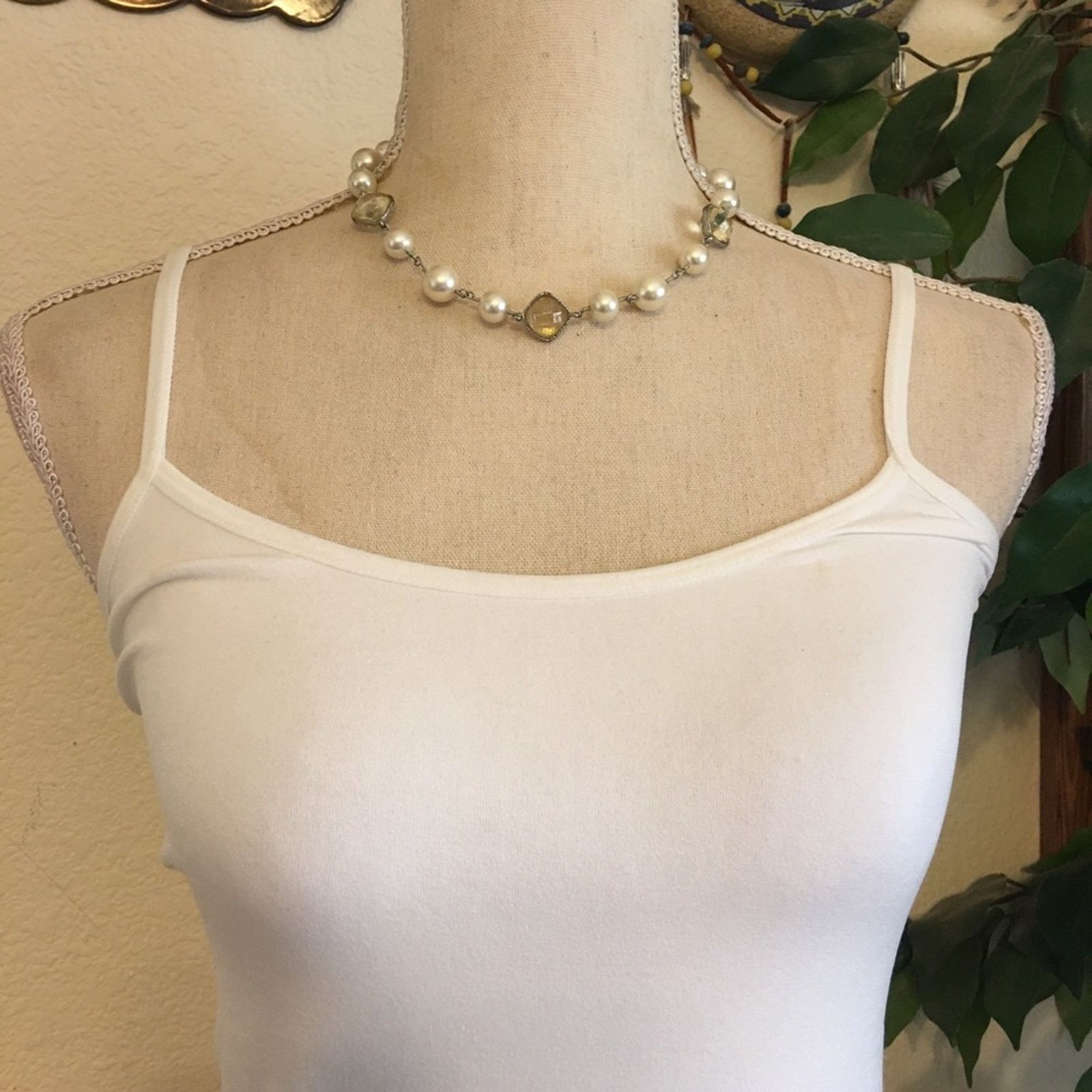 Vintage Vintage faceted stone and pearl linked necklace Size ONE SIZE - 3 Thumbnail