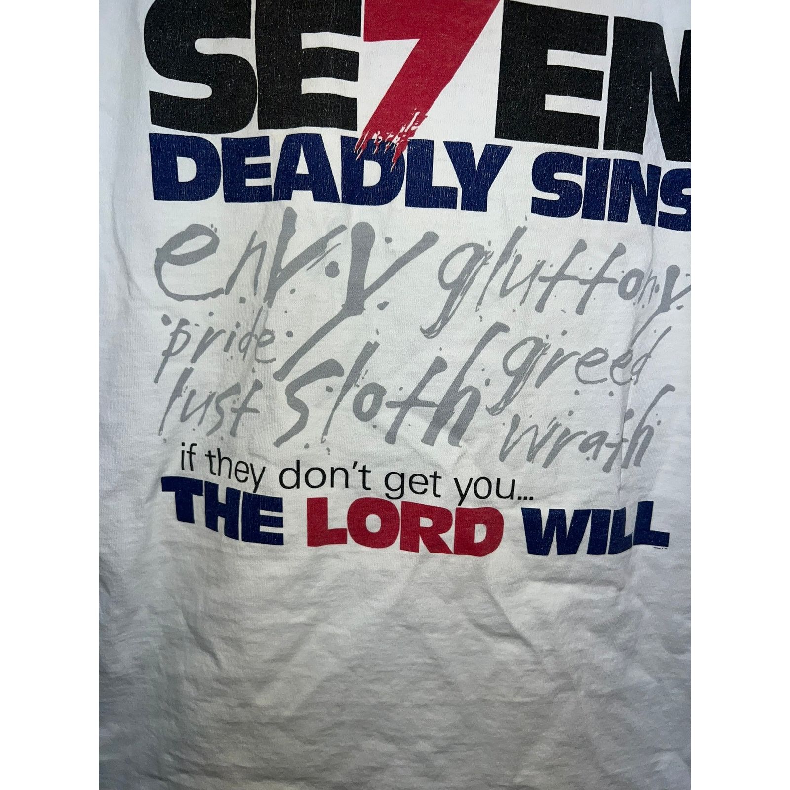 Vintage The Seven Deadly Sins Shirt Jesus The Lord Will Bible Shirt Size US S / EU 44-46 / 1 - 9 Thumbnail