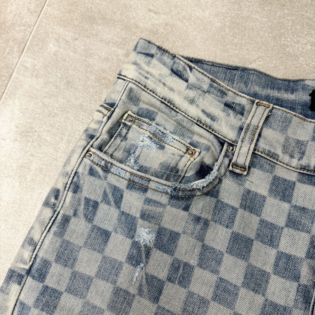 Amiri Amiri Thrasher Checkered Jeans In Blue RRP £770 Size US 31 - 5 Thumbnail