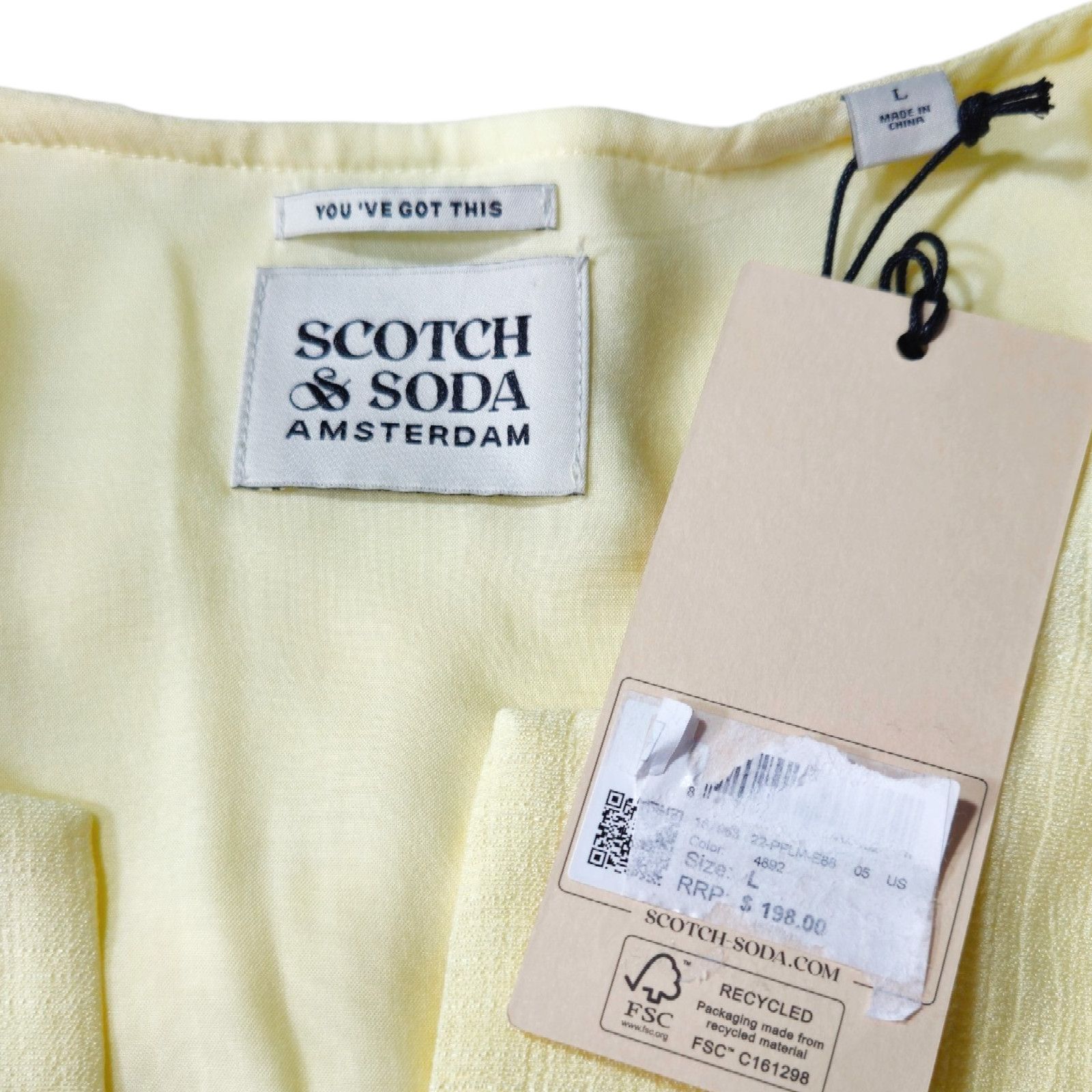 Scotch & Soda NWT Scotch & Soda Paneled Gathering Lined Dress Sz. L Yellow Size L / US 10 / IT 46 - 5 Thumbnail