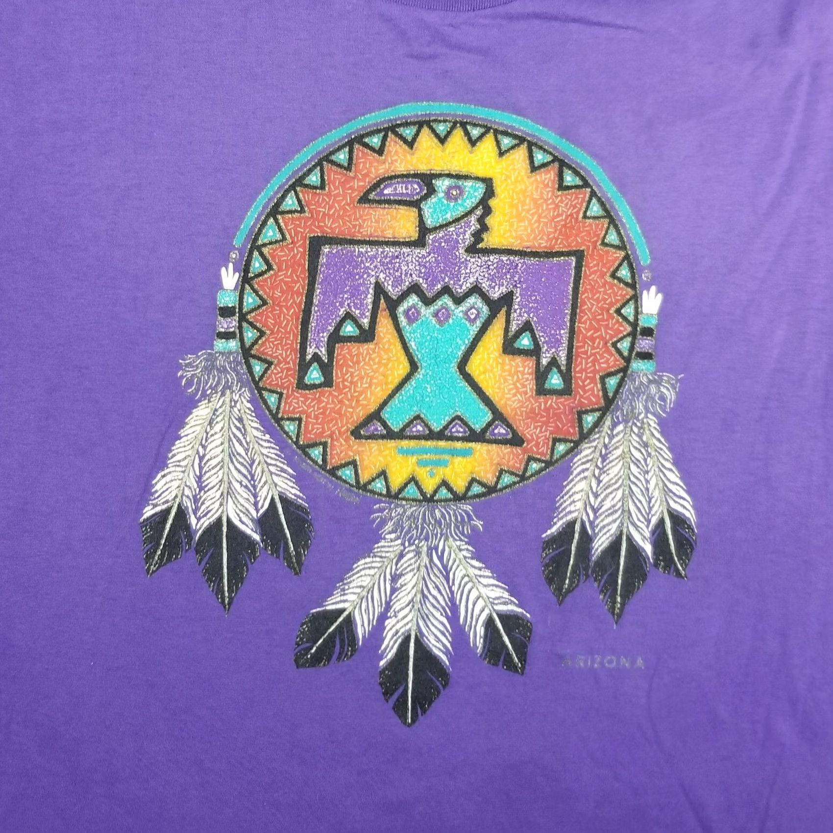 Hanes VINTAGE Hanes Arizona Dream-Catcher 90s Single-Stitch Shirt L Purple Mens Shirt Size US L / EU 52-54 / 3 - 2 Thumbnail