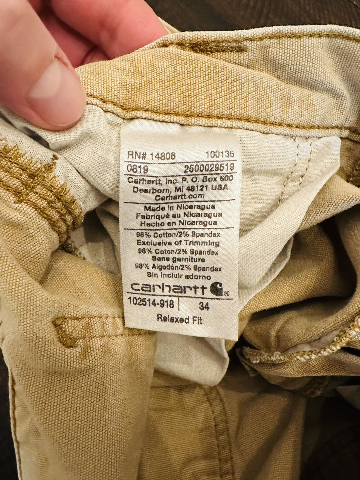 Carhartt Carhartt Tan Men's Shorts Size 34x9.5 Relaxed Fit-Spots- Size US 34 / EU 50 - 10 Thumbnail