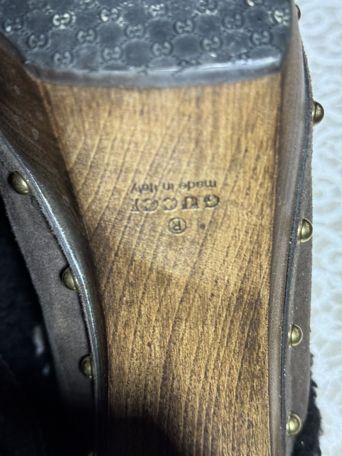 Gucci Gucci Suede Wooden Platform Mules – Made in Italy Size US 9.5 / IT 39.5 - 4 Thumbnail
