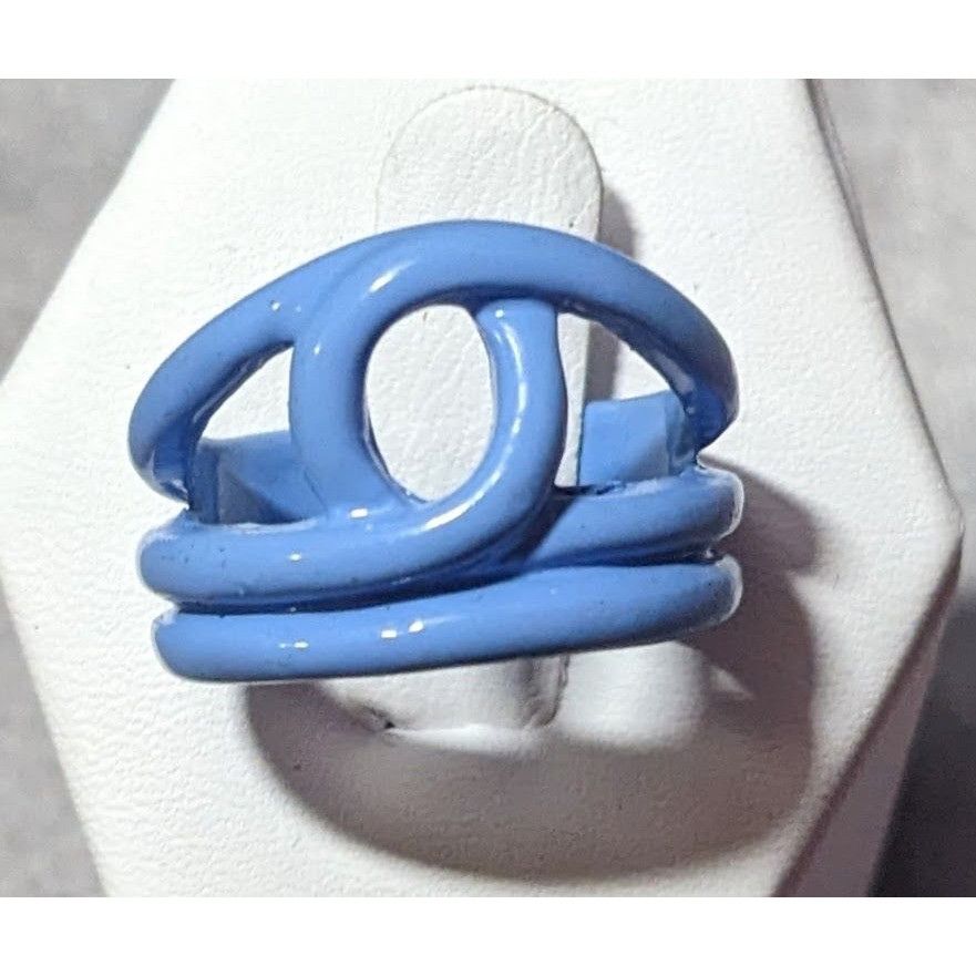 Other Abstract Metal Blue Enamel Coated Fashion Ring Size 8 Size ONE SIZE - 1 Thumbnail