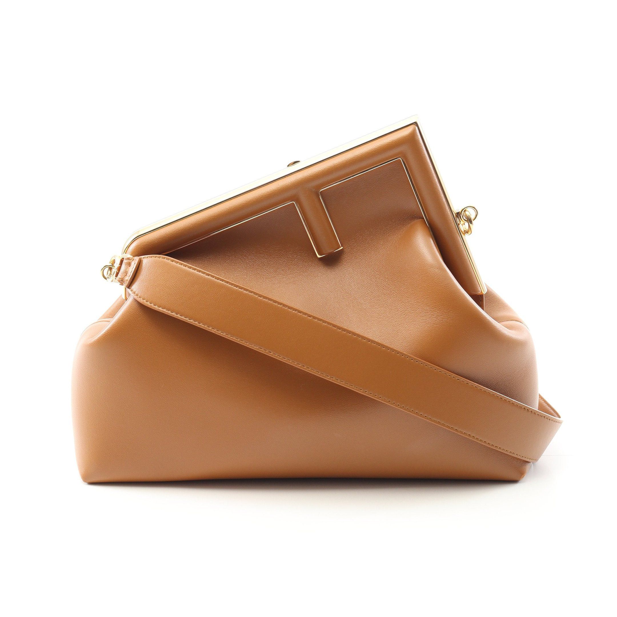 Fendi Fendi First Medium Clutch Bag Leather Light Brown Size ONE SIZE - 1 Thumbnail
