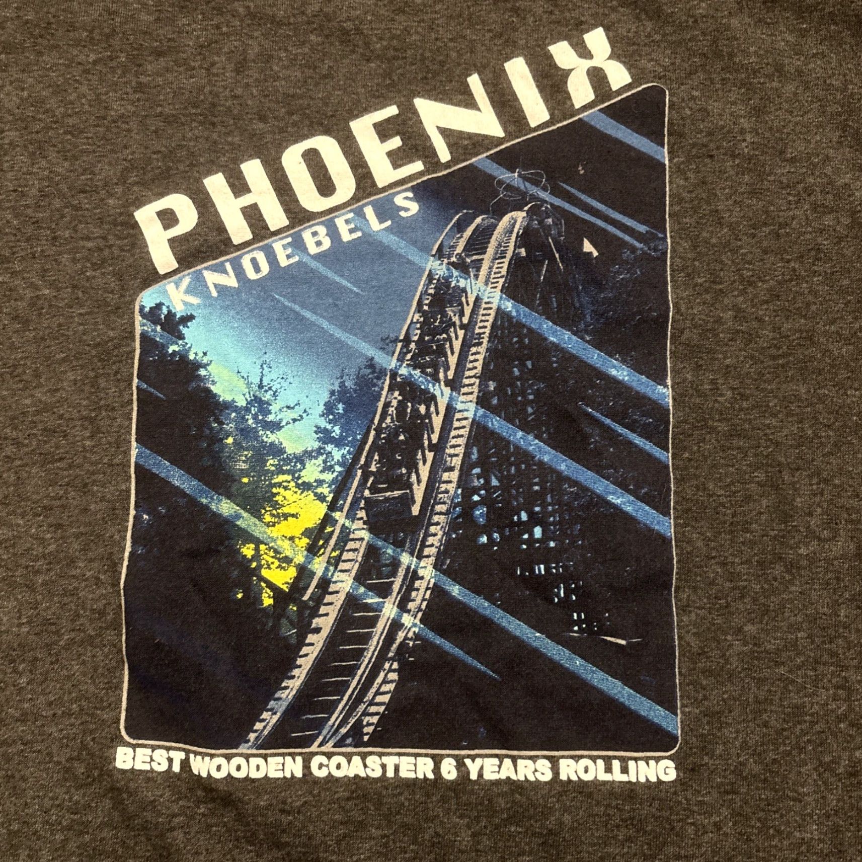 Vintage Knoebels Amusement Park Phoenix Roller Coaster T Shirt Gray M Mens EUC Size US M / EU 48-50 / 2 - 2 Thumbnail