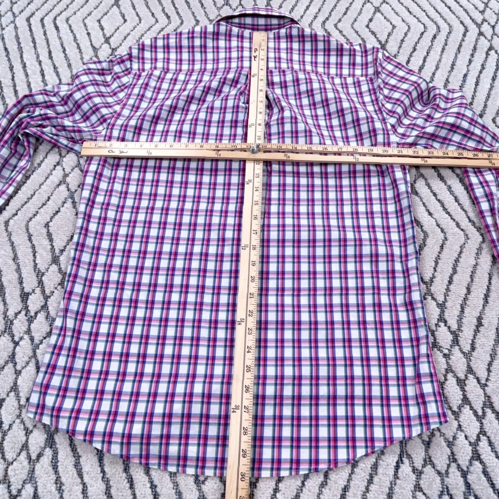 johnnie-O johnnie-O Shirt Men Medium Pink Plaid Button Up Dress Preppy Tartan Poplin Size 40R - 7 Thumbnail
