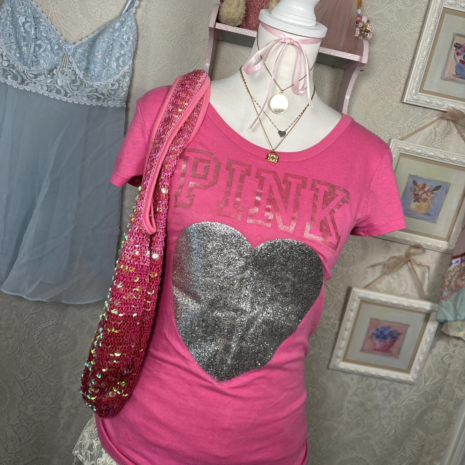 Pink y2k shimmery fitted PINK blouse top Size S / US 4 / IT 40 - 2 Thumbnail