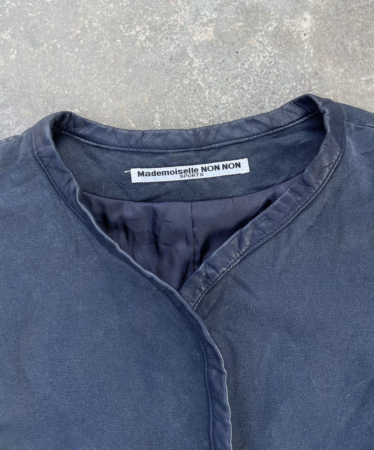 Issey Miyake × Mademoiselle Non Non × Vintage Vtg Mademoiselle NON NON by Issey Miyake Trim Leather jacket Size M / US 6-8 / IT 42-44 - 7 Thumbnail