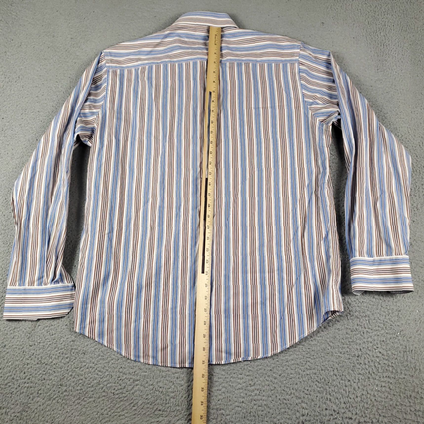 BUGATCHI Bugatchi Uomo Shirt Mens Large Blue Striped Classic Fit Button-Up Long Sleeve Size US L / EU 52-54 / 3 - 3 Thumbnail