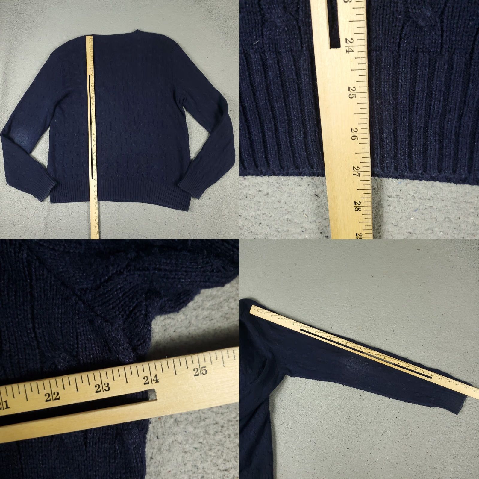 Ralph Lauren Ralph Lauren Sweater Mens XL Navy Blue Silk Cable-Knit Pony Crew Neck Sweatshirt Size US XL / EU 56 / 4 - 8 Thumbnail
