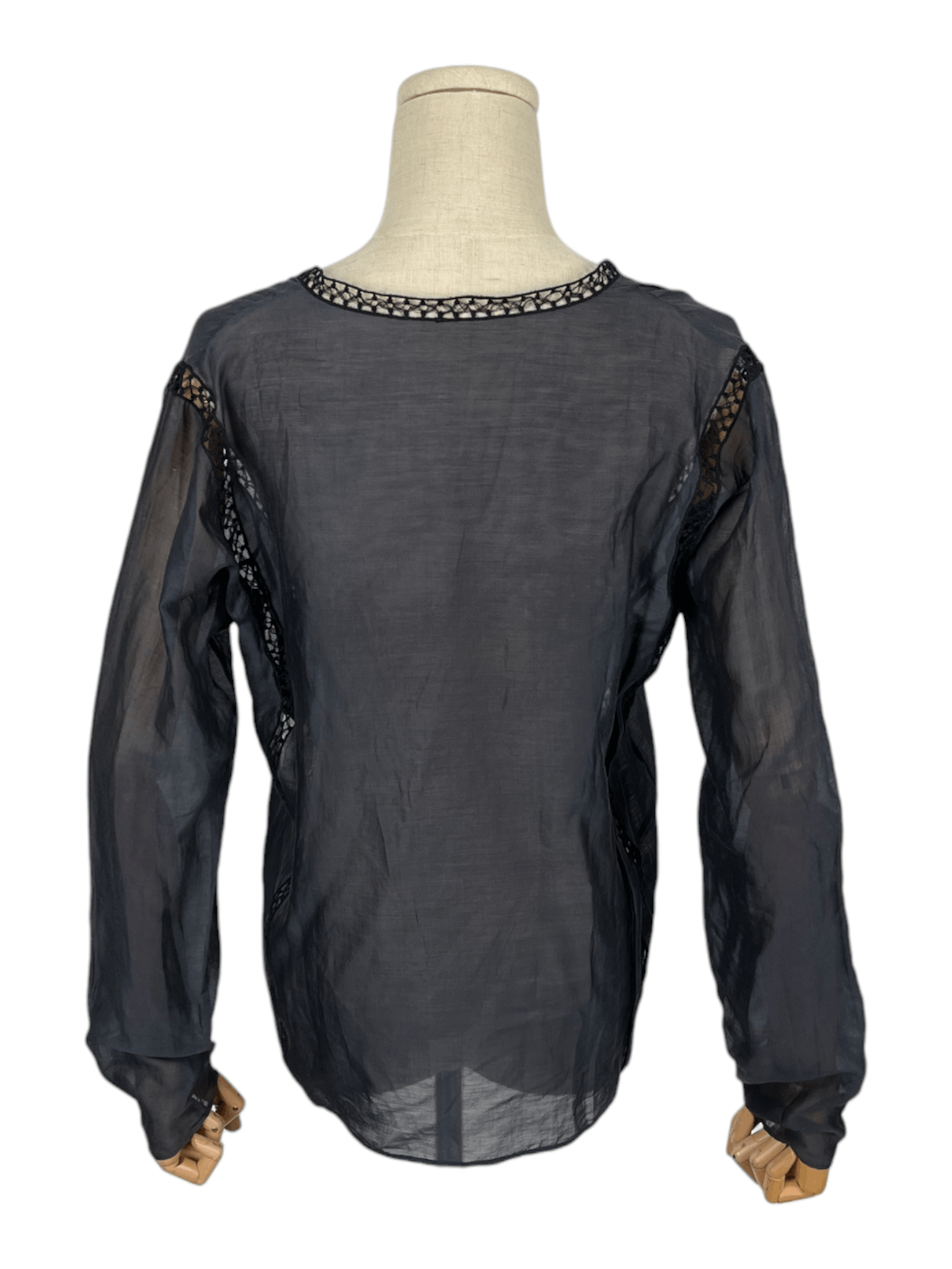 Gucci Gucci Black Sheer Cotton Blouse Size S / US 4 / IT 40 - 2 Thumbnail
