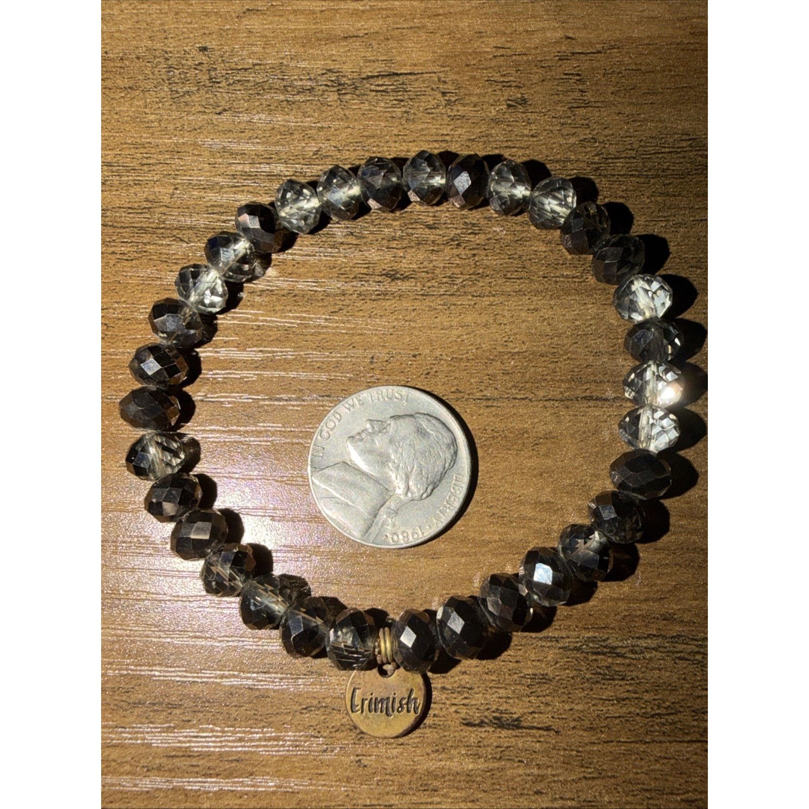 The Unbranded Brand ERMISH Black Gray Glass Beaded Bracelet Silver Tone Size ONE SIZE - 2 Thumbnail
