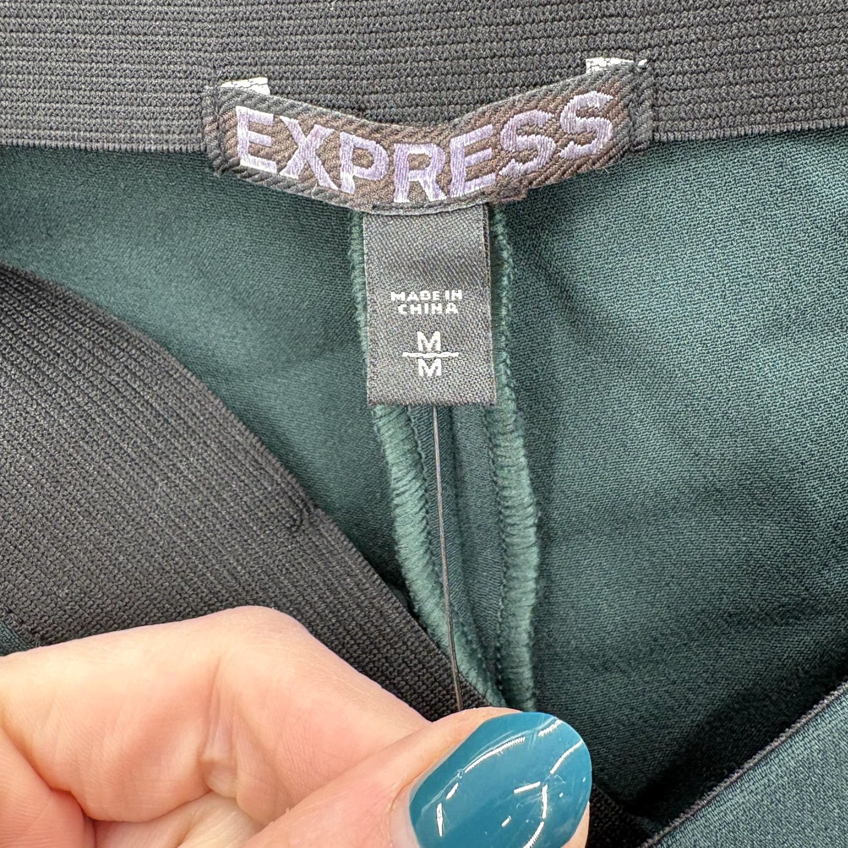 Express Express Leggings Womens Medium Green Mid Rise Ankle Pants NWT Size 32" / US 10 / IT 46 - 4 Thumbnail