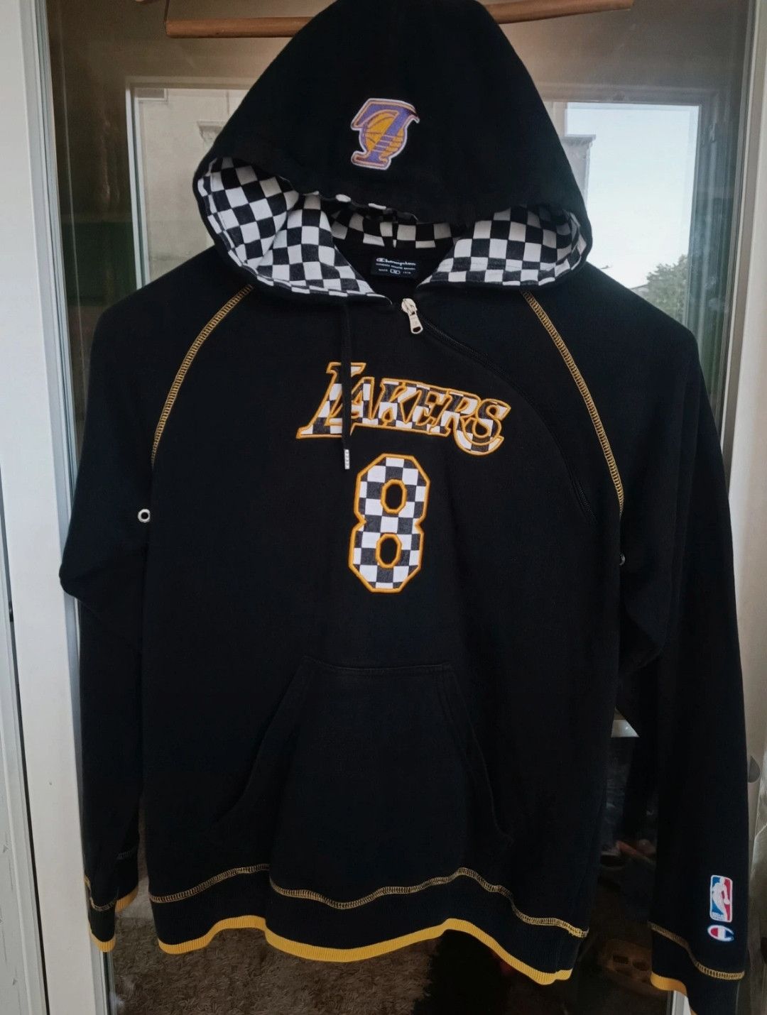 image of Super Champion x NBA Lakers 8 Kobe Bryant Hoodie in Black Gold, Men's (Size Medium)