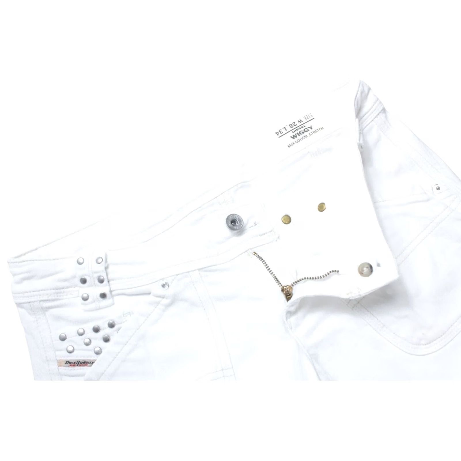 Diesel DIESEL Wiggy Jeans Women's W28/L34 Wide Leg Zip Fly White Denim 008CM_Stretch Size 28" / US 6 / IT 42 - 4 Thumbnail