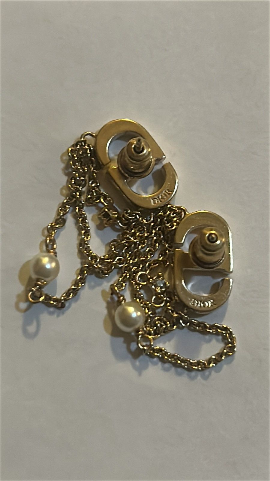 Dior Dior PETIT CD EARRINGS Gold-Finish Metal White Resin Pearl Size ONE SIZE - 7 Thumbnail